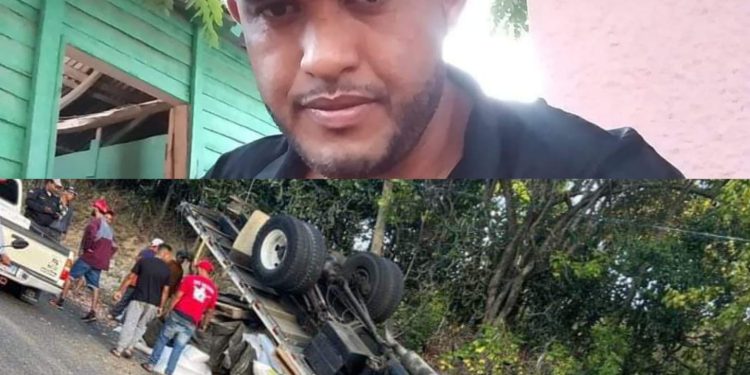 ¡Trágedia! Un muerto y dos heridos tras volcarse camión cargado de arroz en Los Hidalgos