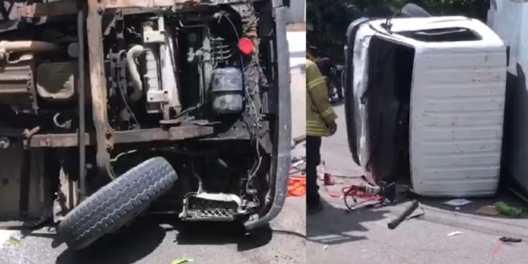 Se salva a chepa chofer de camión que sufrió aparatoso accidente en Altamira