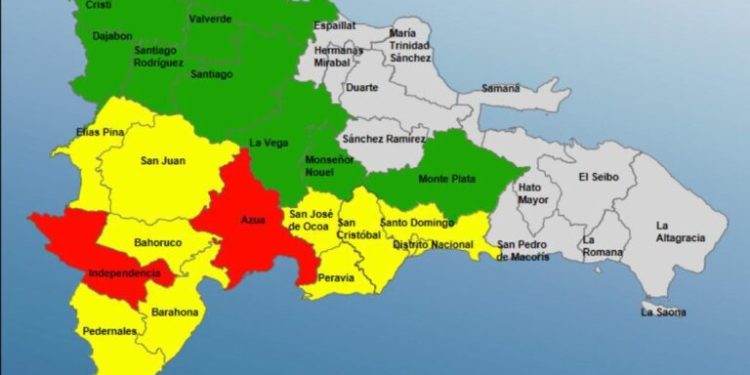 Independencia y Azua en rojo; aumentan a 21 las provincias en alerta