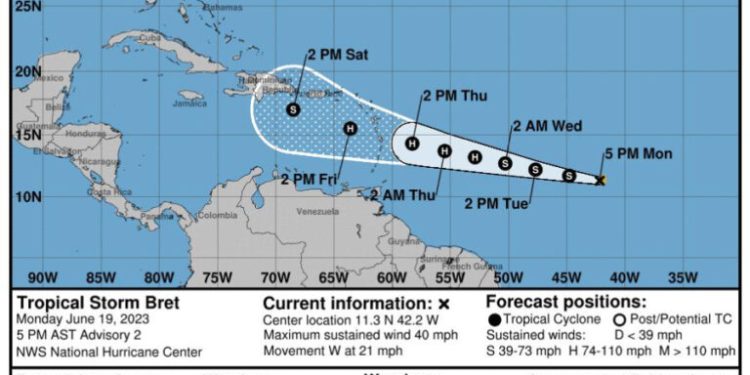 Se forma Tormenta Tropical Bret en el Atlántico y activa las alertas