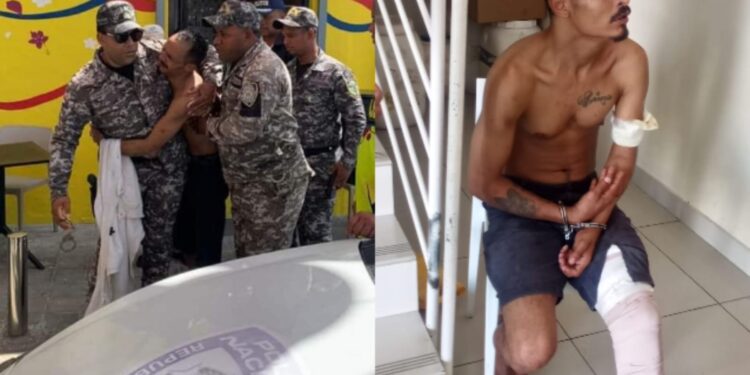 Apresan sujeto quien armado con un cuchillo se atrincheró en una tienda de Puerto Plata