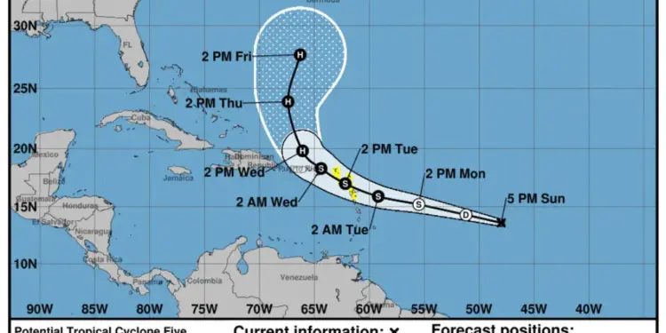 Se forma el Potencial Ciclón Tropical #5 y amenaza a las Antillas