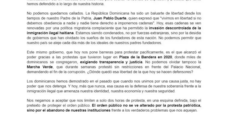 Antigua Orden Dominicana denuncia restricción a su derecho a protestar
