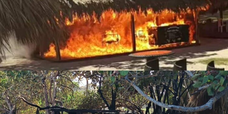 Incendio destruye caseta comerciales turística en Playa Grande de Luperón