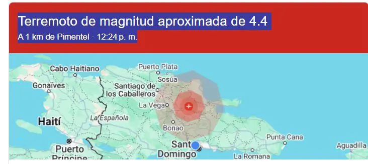 Terremoto de magnitud 4.7 se registra en Pimentel, RD