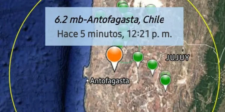 Un terremoto de magnitud 6.2 se registró en la región de Antofagasta, Chile