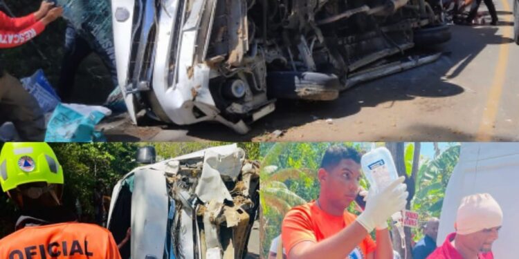 Volcadura de un autobús deja 15 heridos en comunidad Río Grande de Altamira