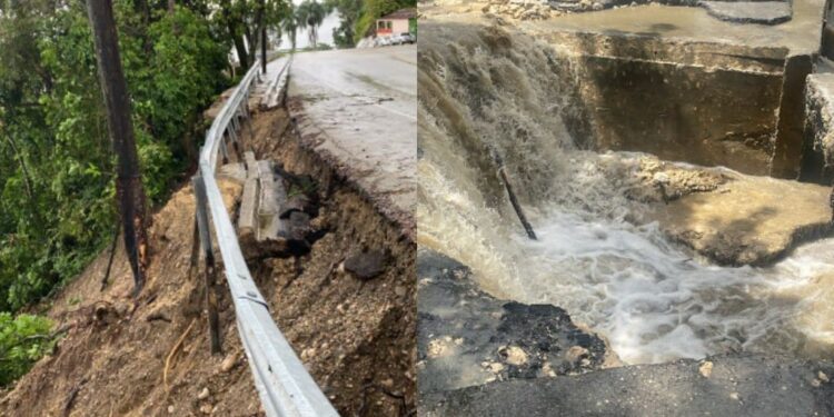 Temporal lluvioso afectó estructuras viales en Puerto Plata con derrumbes y hundimientos