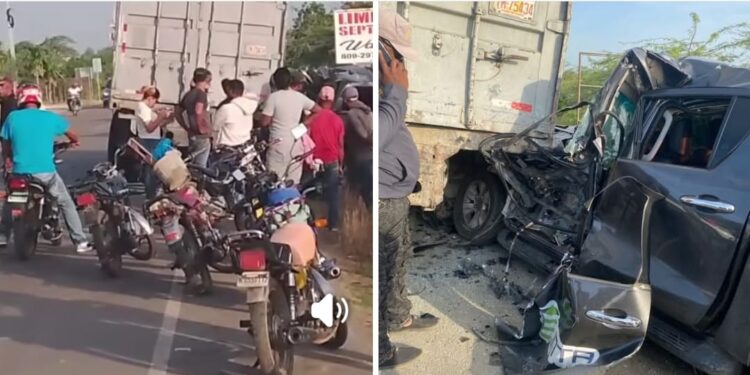 Fallece ingeniero tras chocar vehículo contra camión de Haiti averiado en carretera Duarte Montecristi