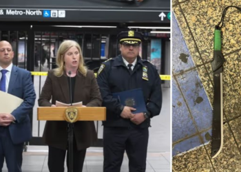 NY: Hombre machetea 3 en tren y muere baleado por policías