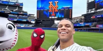 Juan Soto protagoniza promoción de la nueva película de Spider-Man