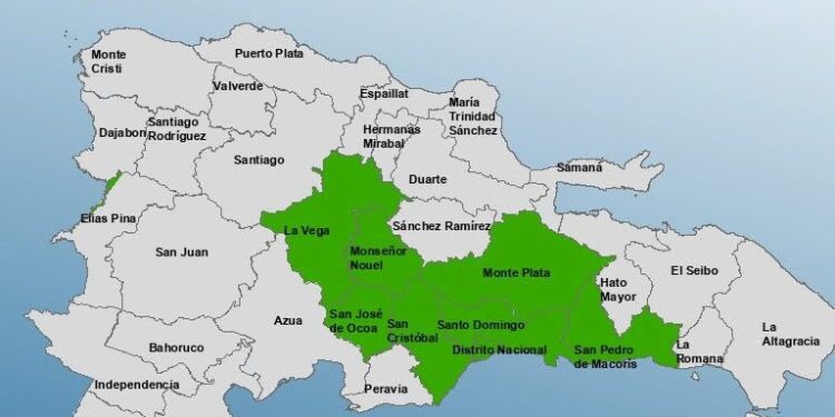 COE coloca 8 provincias y el Distrito Nacional en alerta verde