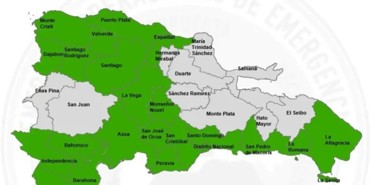 COE coloca 22 provincias en alerta verde por